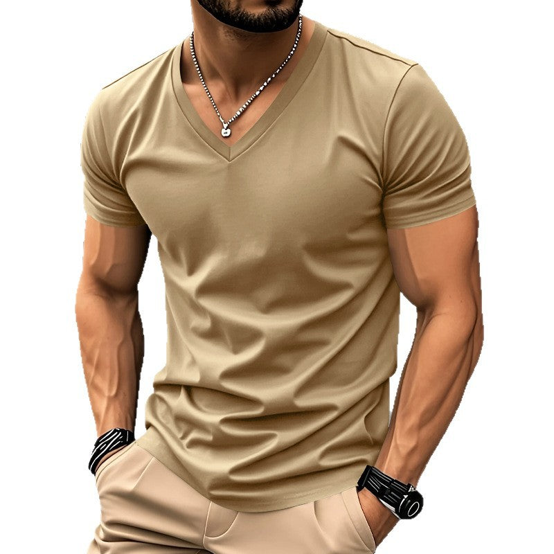 Herren V-Ausschnitt T-Shirt aus atmungsaktiver und schnelltrocknender Baumwolle Aliams