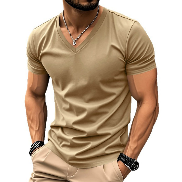 Herren V-Ausschnitt T-Shirt aus atmungsaktiver und schnelltrocknender Baumwolle Aliams