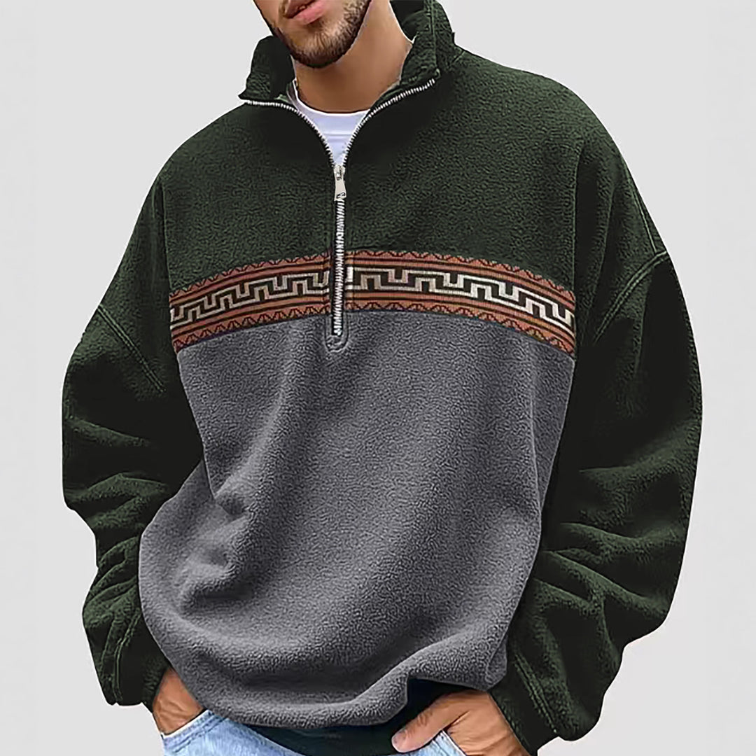 Herren Fleece Pullover mit modischem Stehkragen Aliams