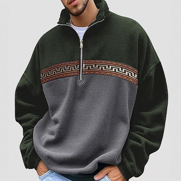Herren Fleece Pullover mit modischem Stehkragen Aliams