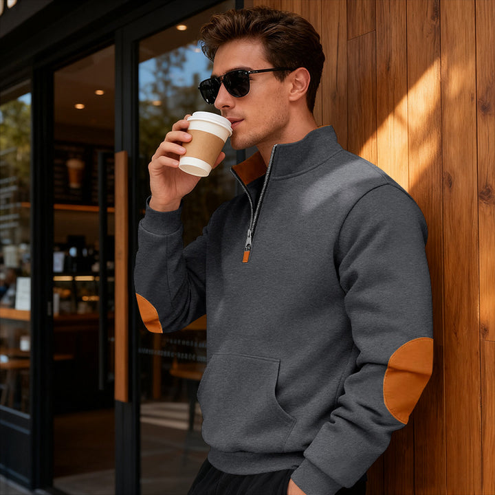 Herren Sportlicher Pullover mit Stehkragen und Reißverschluss Aliams