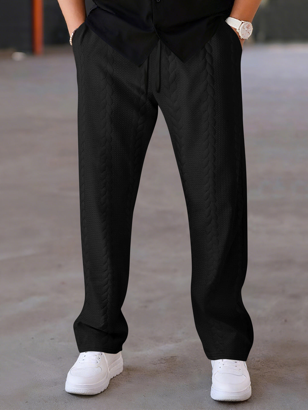 Herren Freizeit-Hose mit innovativem Textilmuster und elastischem Bund Aliams