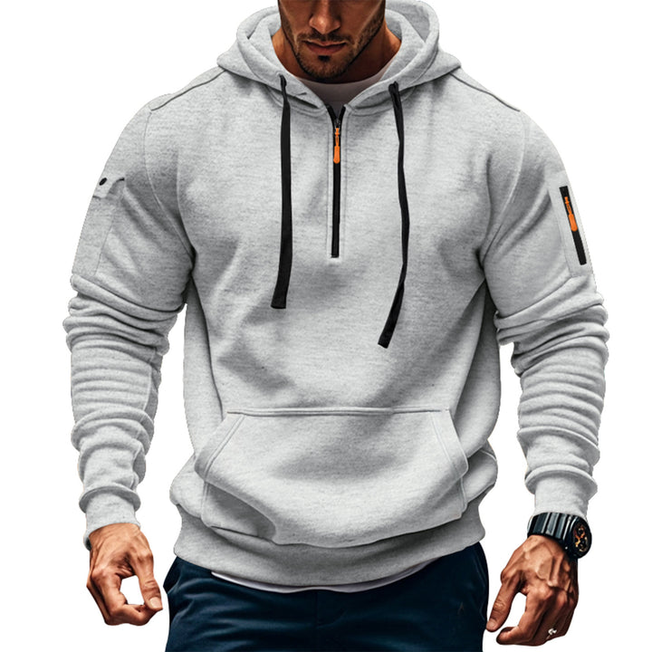 Herren Funktions-Hoodie mit halbem Reißverschluss und praktischen Taschen Aliams