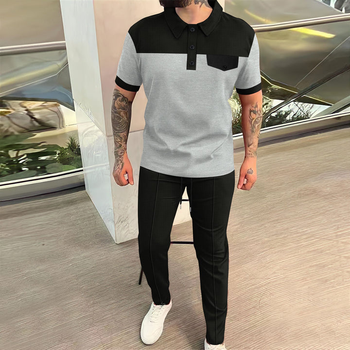 Herren Elegantes Poloshirt mit strukturiertem Design und passenden Slim-Fit Hosen Aliams