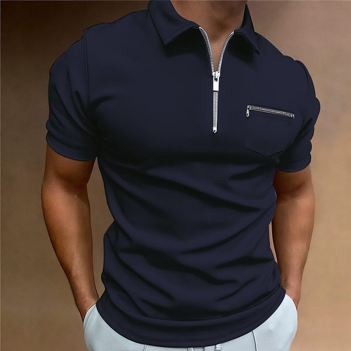 Herren Poloshirt mit modischem Reißverschluss und praktischer Brusttasche Aliams