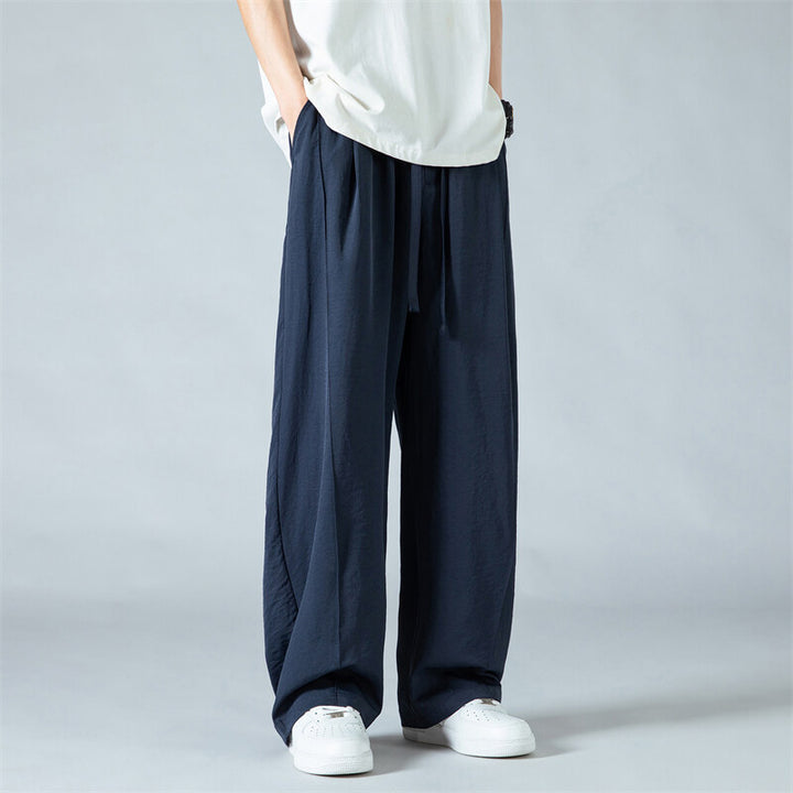 Herren Bequeme und lässige Stoffhose mit elastischem Bund und weit geschnittenem Schnitt Aliams