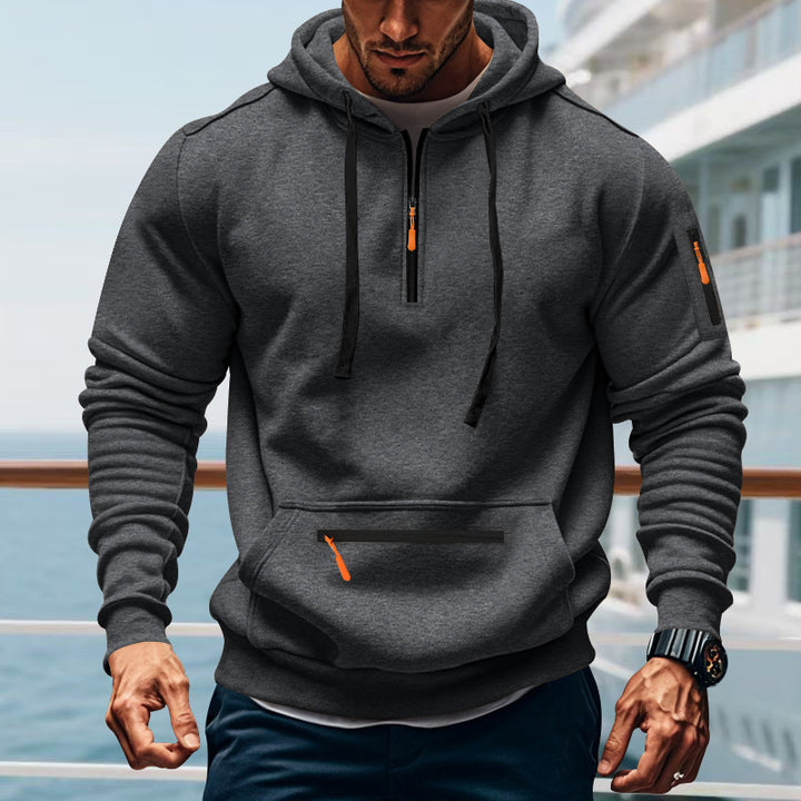 Herren sportlicher Hoodie mit praktischen Reißverschlusstaschen und verstellbarem Kapuzenzug Aliams