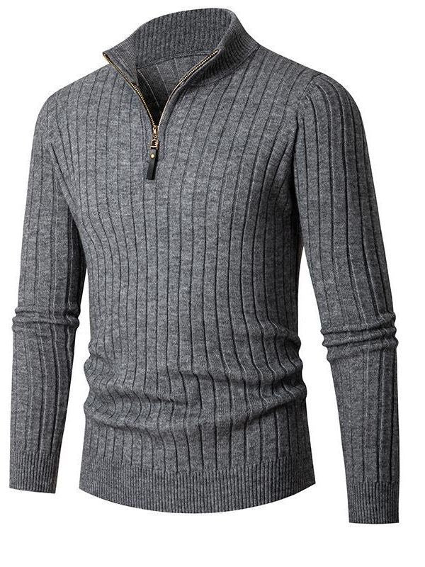 Herren Pullover mit Stehkragen und strukturiertem Rippdesign Aliams
