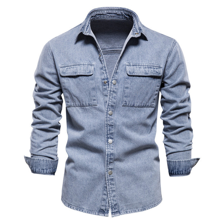 Herren Denim Hemd mit doppelten Brusttaschen und lässigem Schnitt Aliams