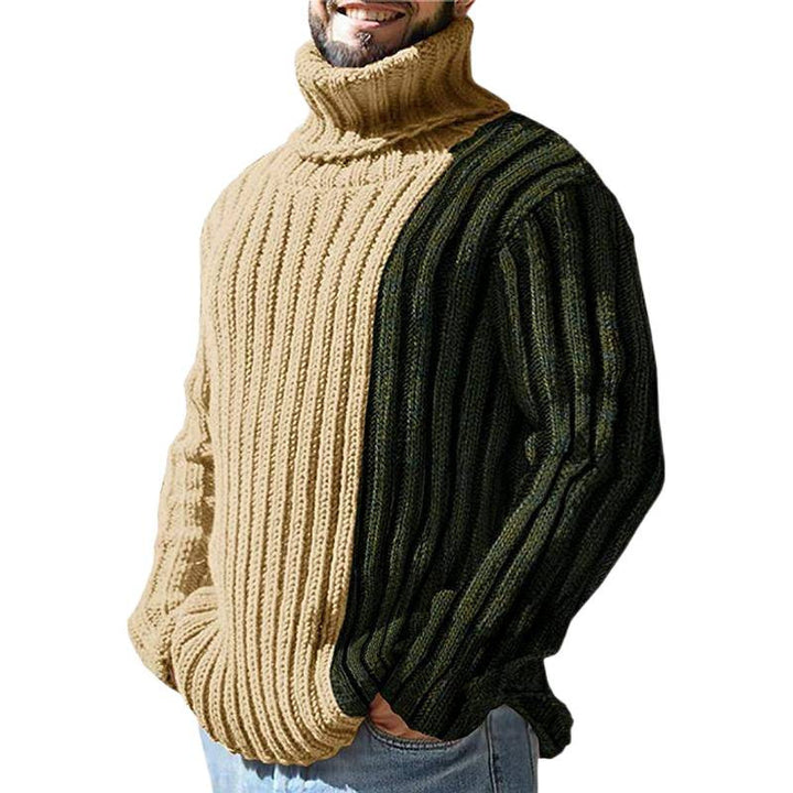 Herren Strickpullover mit modernem Stehkragen und farblich abgesetztem Design Aliams