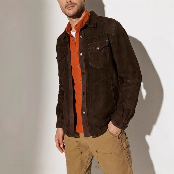 Herren Wildlederjacke im modernen Schnitt mit praktischen Taschen Aliams