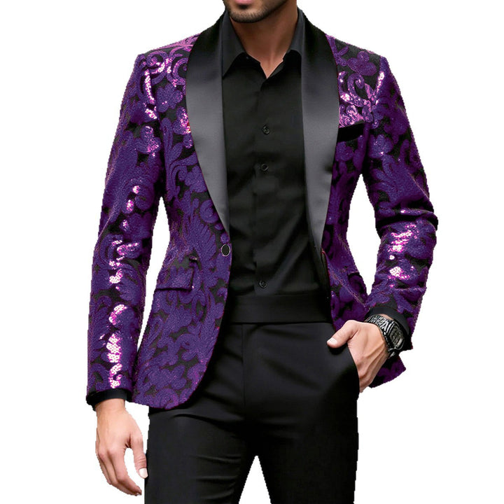 Herren Glitzernder Paillettenblazer mit floralem Design Aliams