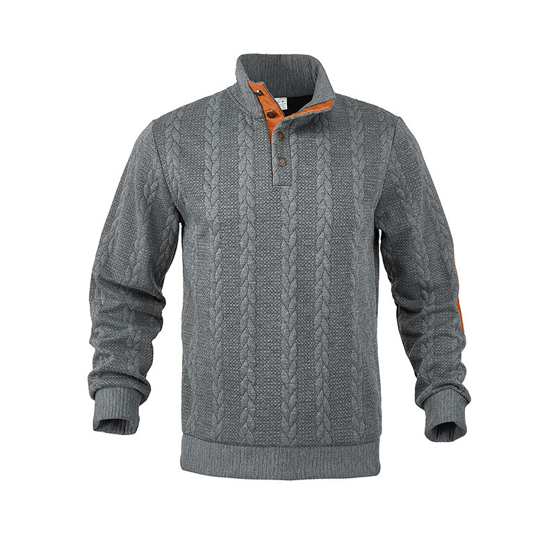 Herren Strickpullover mit modischem Stehkragen und kontrastierenden Knopfdetails Aliams