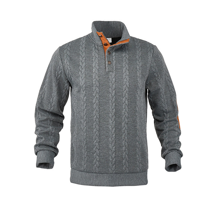 Herren Strickpullover mit modischem Stehkragen und kontrastierenden Knopfdetails Aliams