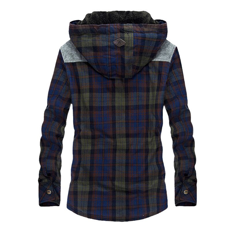 Herren Flanelljacke mit wärmendem Fleece-Futter und Kapuze Aliams