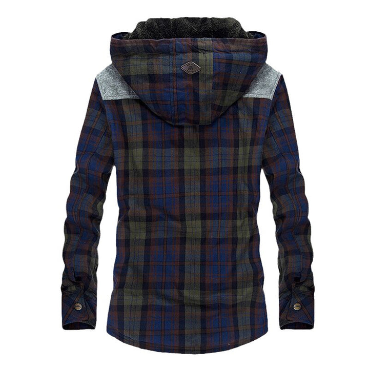 Herren Flanelljacke mit wärmendem Fleece-Futter und Kapuze Aliams
