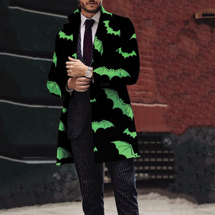 Herren Eleganter Trenchcoat mit Halloween-Motiv und klassischem Schnitt Aliams