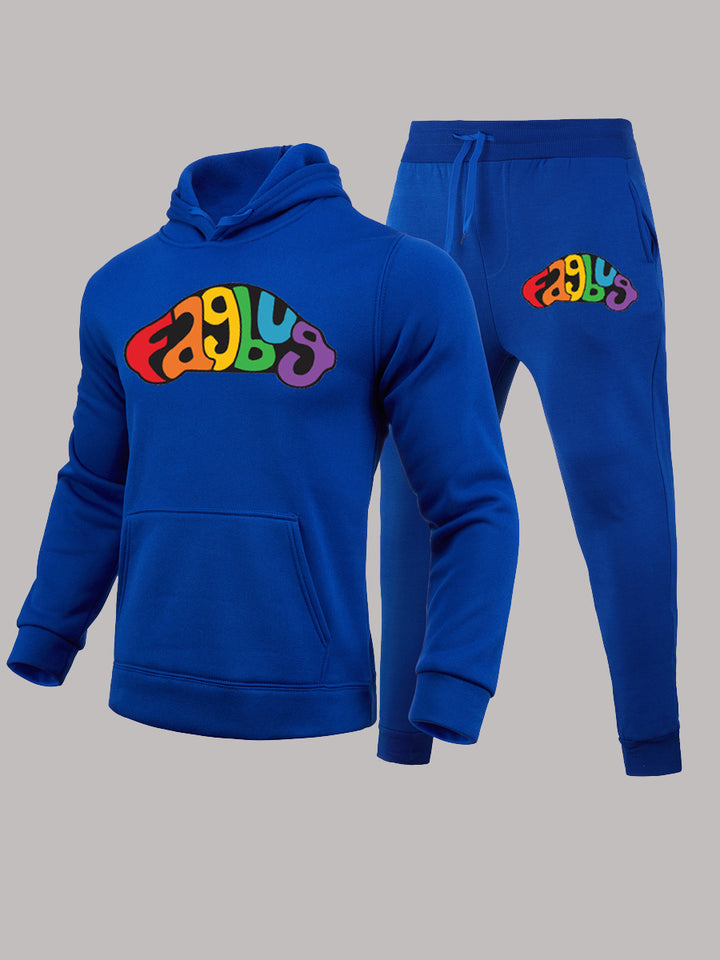 Herren Hoodie und Jogginghose Set mit auffälligem Neon-Logo Aliams