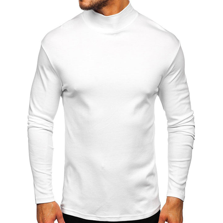Herren Rundhals Langarmshirt aus elastischem Baumwoll-Mix mit modernem Stehkragen Aliams