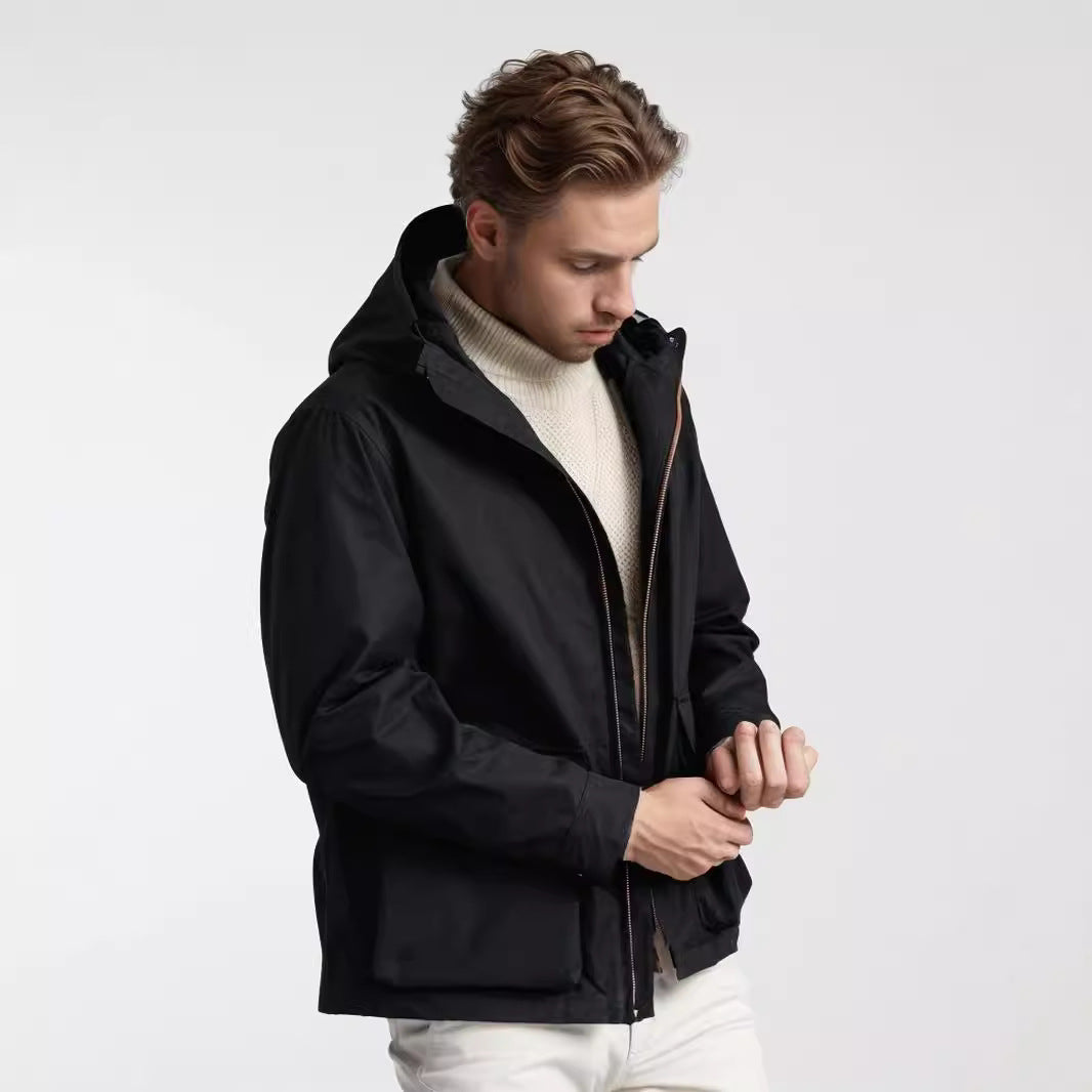 Herren wasserdichte Outdoormantel mit abnehmbarer Kapuze Aliams