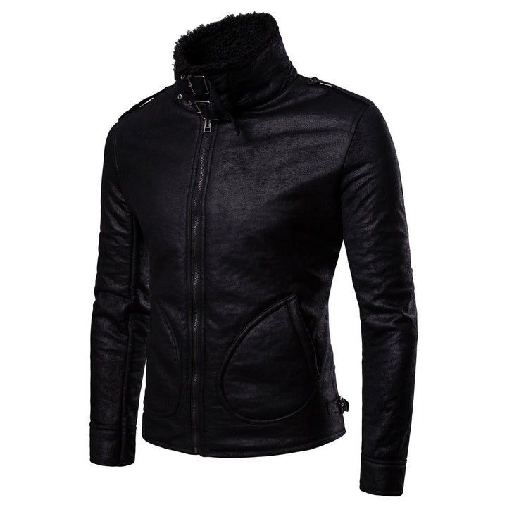Herren Bikerjacke aus hochwertigem Kunstleder mit weichem Fleecekragen Aliams