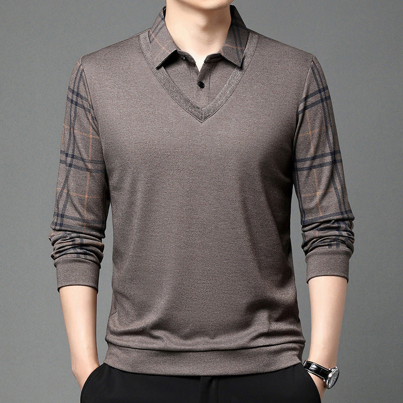 Herren eleganter V-Ausschnitt Pullover mit strukturiertem Kragen und modernem Design Aliams