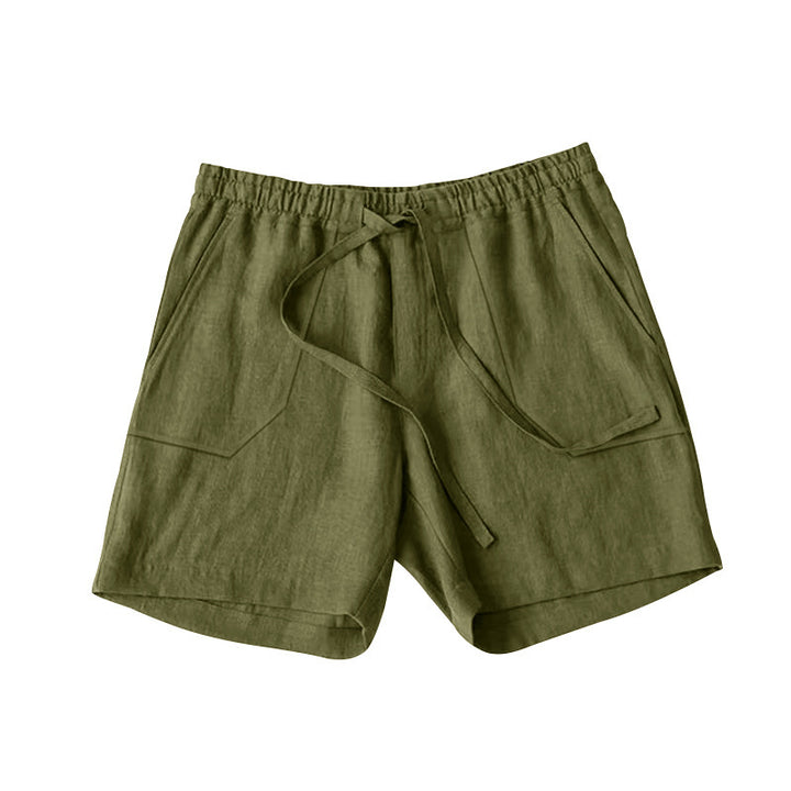 Herren bequeme Leinen-Shorts mit elastischem Bund und praktischen Taschen Aliams