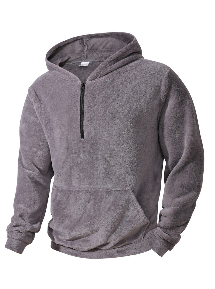 Herren Fleece-Hoodie mit innovativem halblangem Reißverschluss Aliams