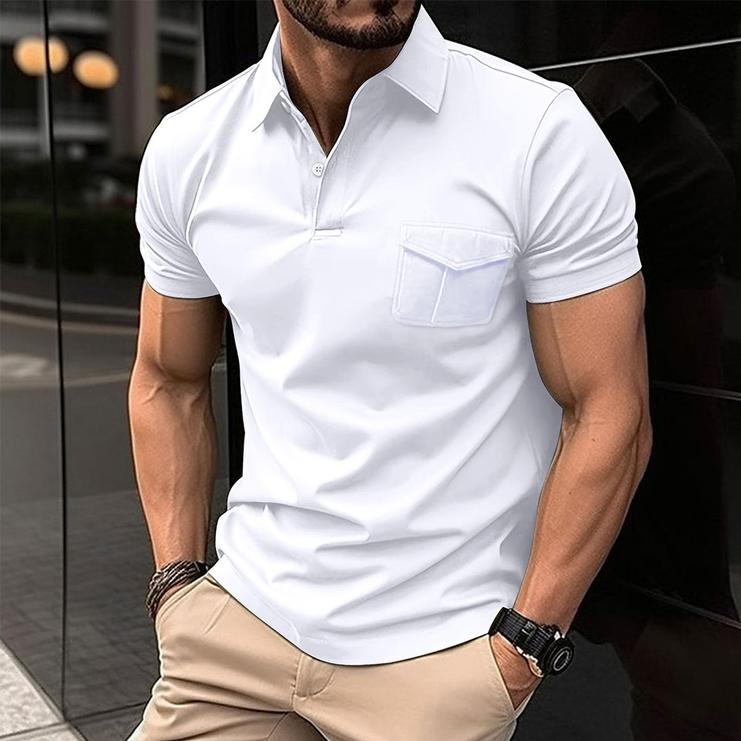 Herren Kurzarm Poloshirt mit praktischer Brusttasche und modernem Schnitt Aliams