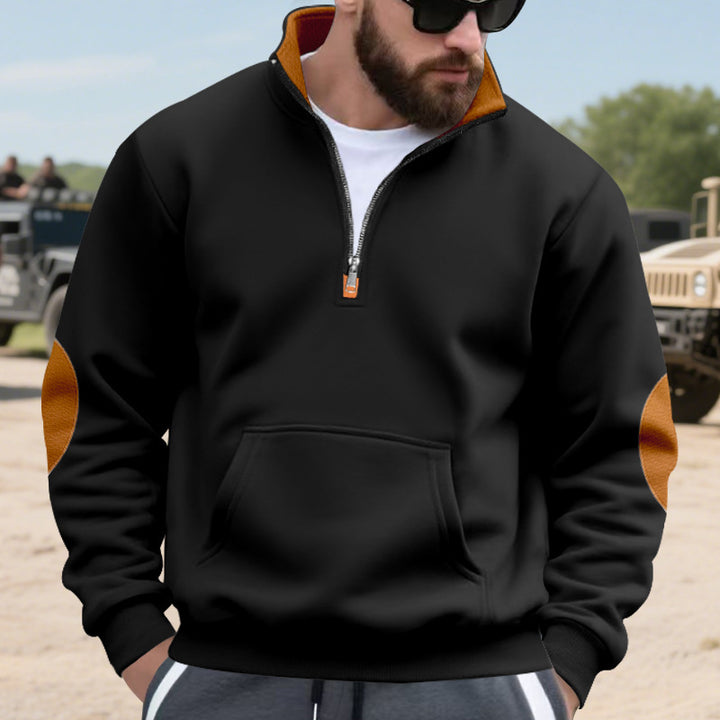 Herren eleganter Fleece-Pullover mit hohem Kragen und funktionalen Reißverschluss Aliams