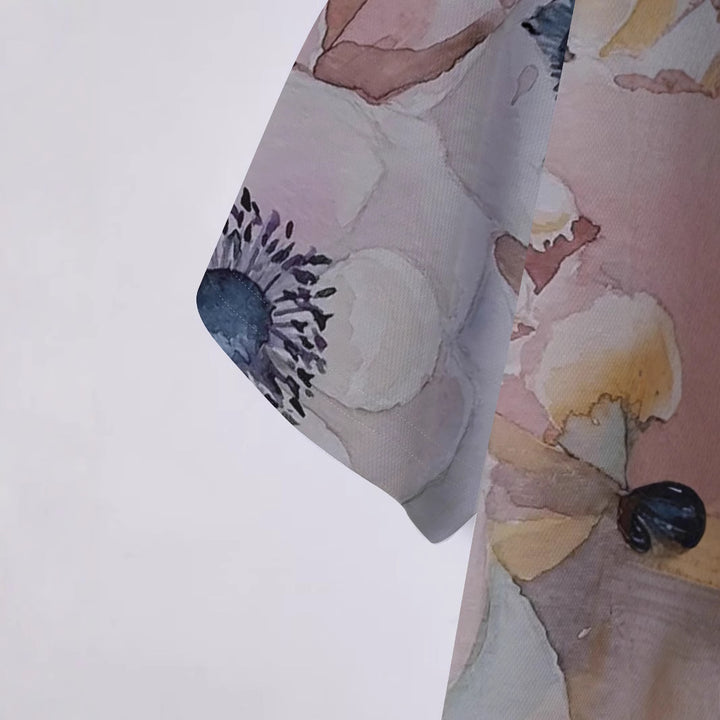 Herren Kurzarm Poloshirt mit floralem Aquarellmuster Aliams