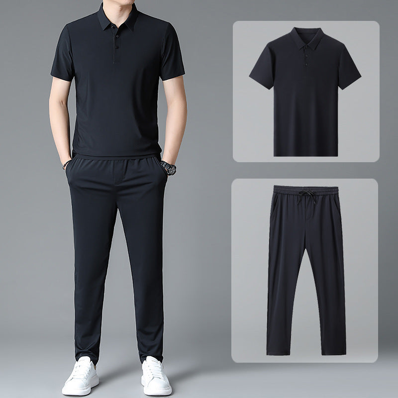 Herren Sportliches Ensemble aus atmungsaktiver Poloshirt und Jogginghose Aliams