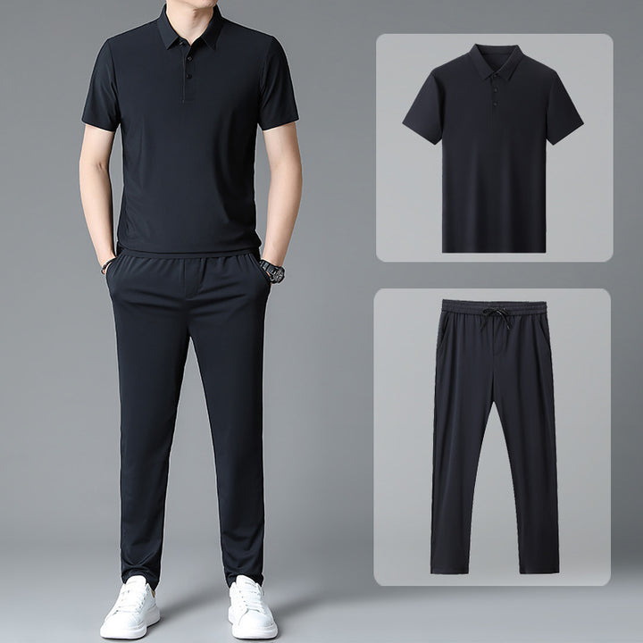 Herren Sportliches Ensemble aus atmungsaktiver Poloshirt und Jogginghose Aliams