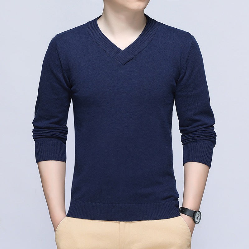 Herren eleganter Pullover mit V-Ausschnitt und feiner Strickstruktur Aliams