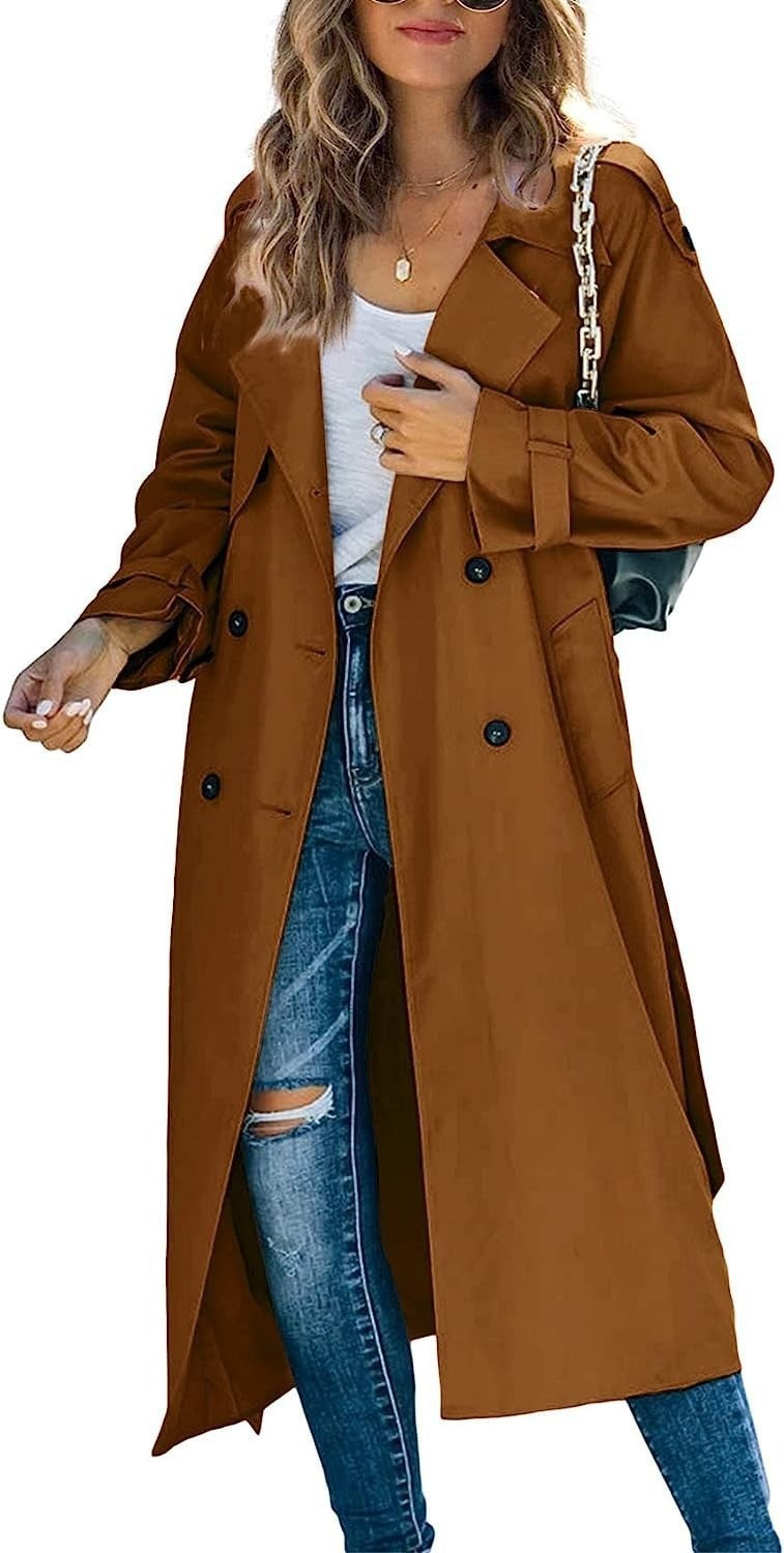 Damen Eleganter Trenchcoat im Oversize-Stil mit Taillengürtel Aliams