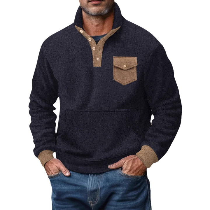 Herren Kapuzenpullover mit modernem Kragen und praktischer Tasche Aliams