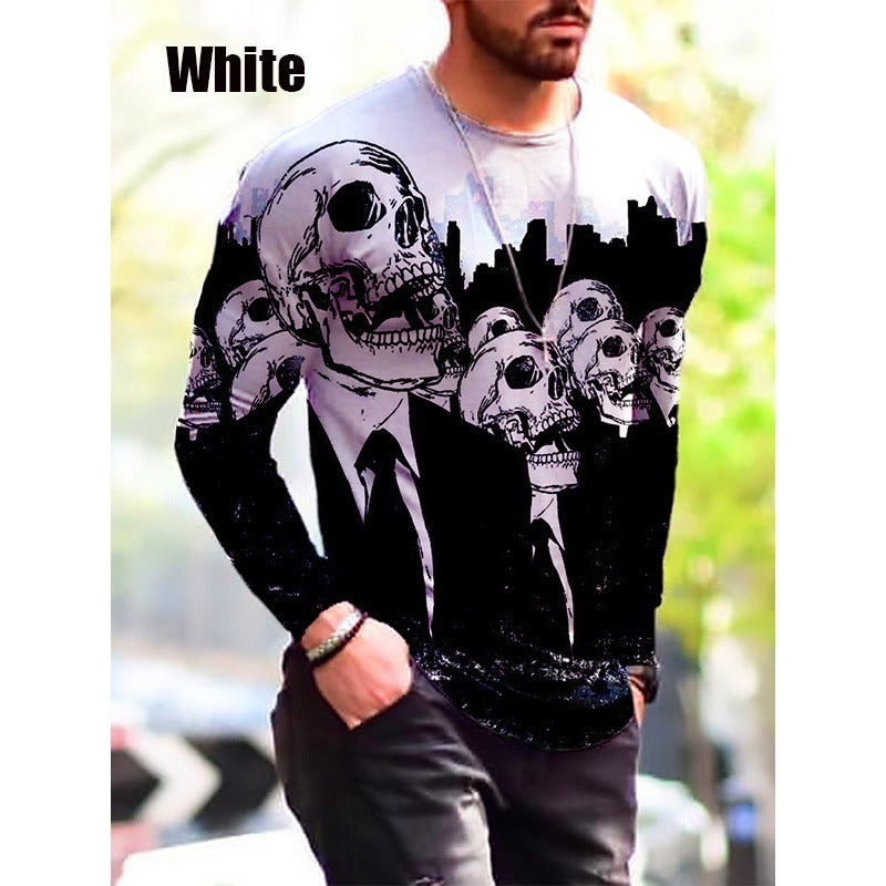 Herren Langarm-T-Shirt mit kreativem Halloween-Druck Aliams