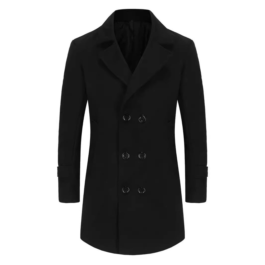 Herren eleganter Doppelreiher-Mantel mit schmalem Schnitt und gefüttertem Innenfutter Aliams