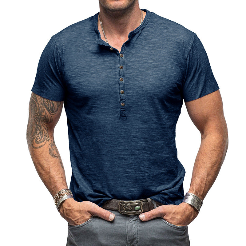 Herren Henley-T-Shirt mit modernem Schnitt und knöpfbarem Ausschnitt Aliams