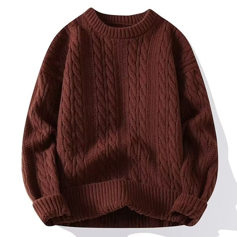 Herren Strickpullover mit strukturiertem Zopfmuster und rundem Halsausschnitt Aliams