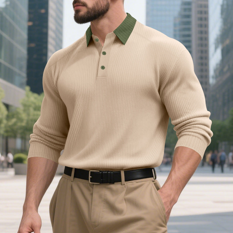 Herren elegantes Pullover mit kontrastierendem Kragen Aliams