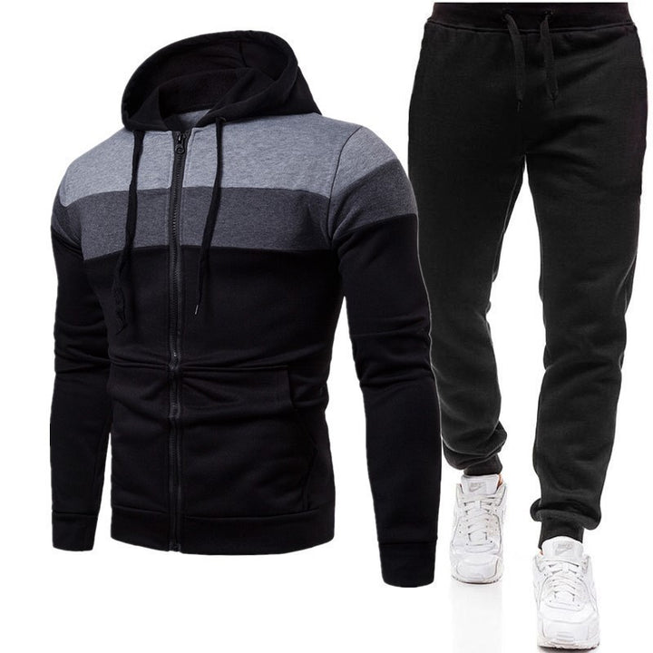 Herren Sportlicher Hoodie- und Jogginganzug mit Kontraststreifen Aliams