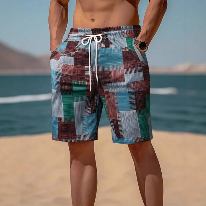 Herren stylische Bade-Shorts mit modernem Graphikmuster Aliams