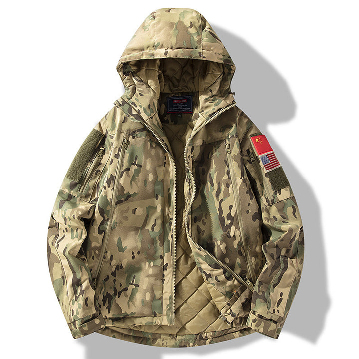 Herren isolierte Jacke mit verstellbarer Kapuze und funktionalen Taschen Aliams