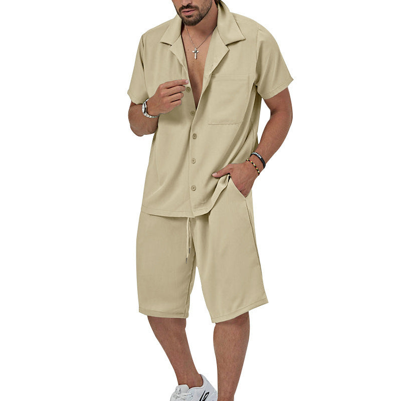 Herren Sommerliches Freizeit-Set mit Kurzarmhemd und lässigen Shorts Aliams
