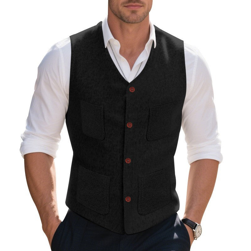 Herren Weste mit funktionalen Taschen und eleganten Knopfdetails Aliams