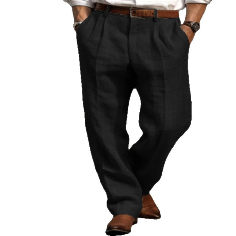 Herren elegante Leinenhose mit lässiger Schnittführung und atmungsaktiven Eigenschaften Aliams