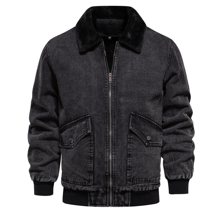 Herren Denimjacke mit warmem Fleecefutter und praktischen Taschen Aliams