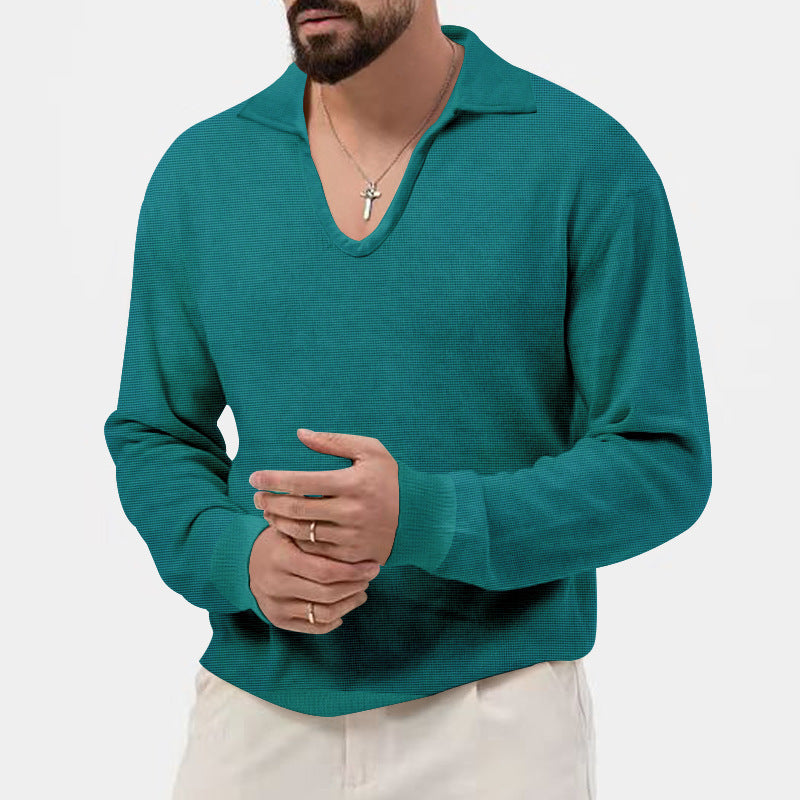 Herren eleganter Pullover mit V-Ausschnitt und strukturiertem Design Aliams