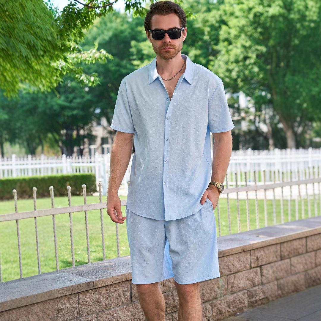 Herren lässiges Kurzarmhemd und kurze Hose Set Aliams